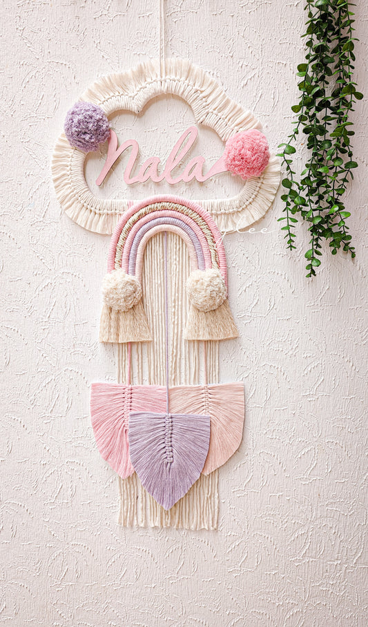 Sweet boho pink macrame hanger